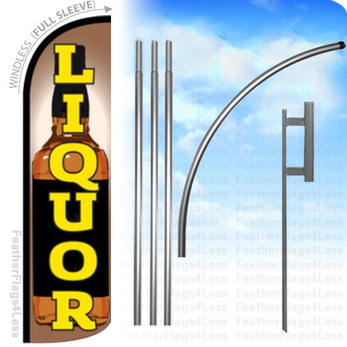LIQUOR – Windless Swooper Feather Flag 15′ KIT Banner Sign – q