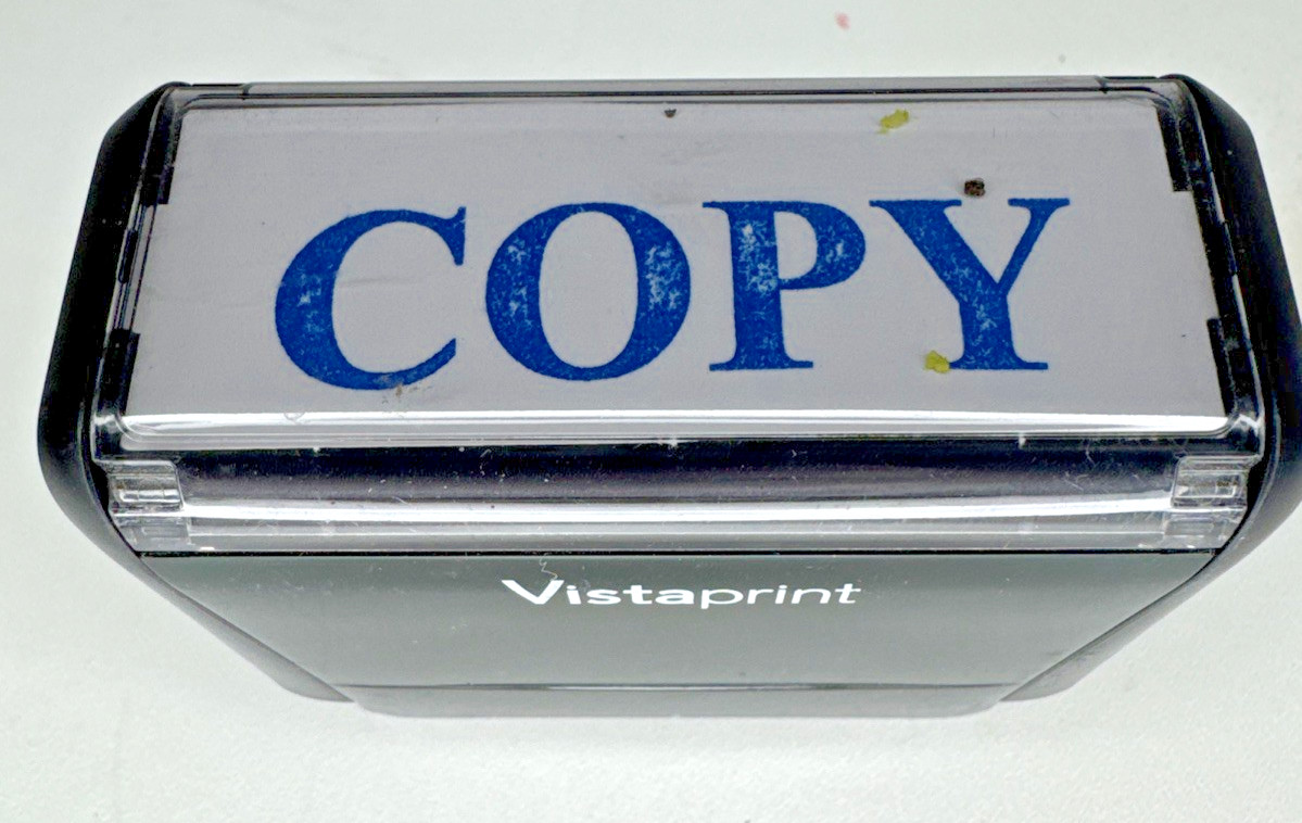 Copy Self Inking Rubber Stamp (Blue Ink) – Medium Vista Print