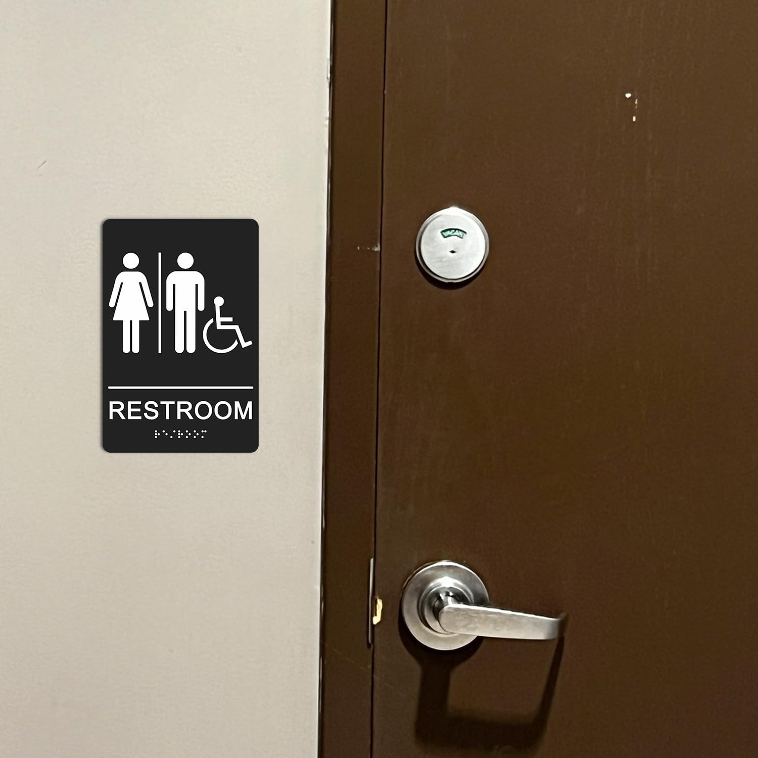 ADA Braille Unisex Bathroom Signs,9 x 6 Inches Restroom Signs with Self-Adhes…