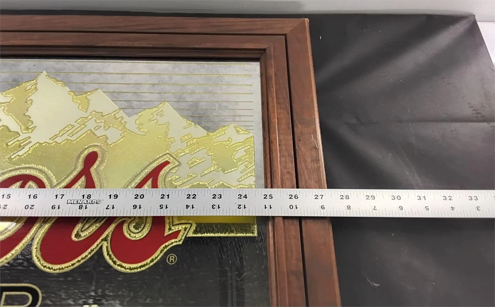 Coors Beer Mirror Sign Wood Frame 27×17 vintage