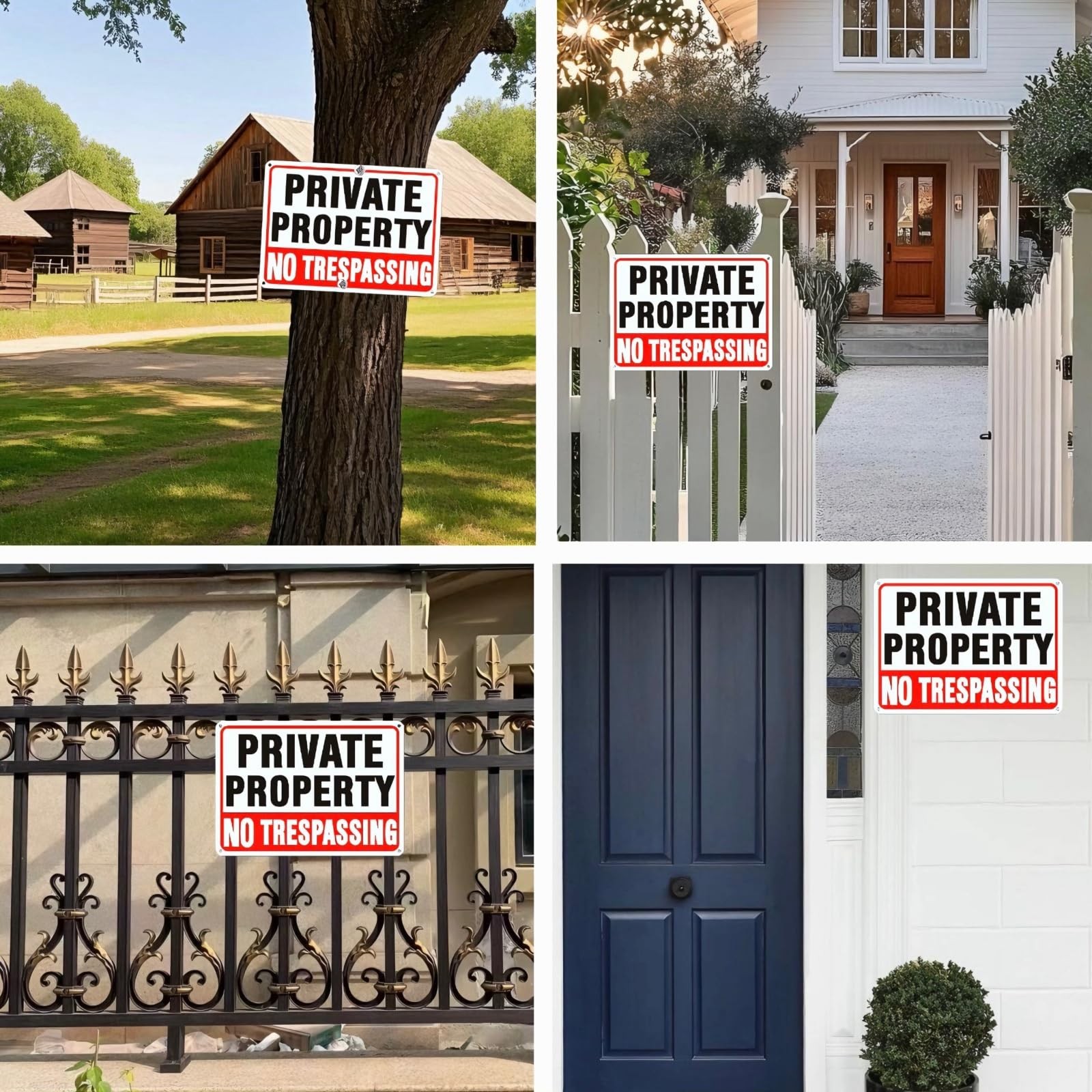 No Trespassing Signs Private Property (4-Pack), 10×7 Inch Reflective Rust-Proof