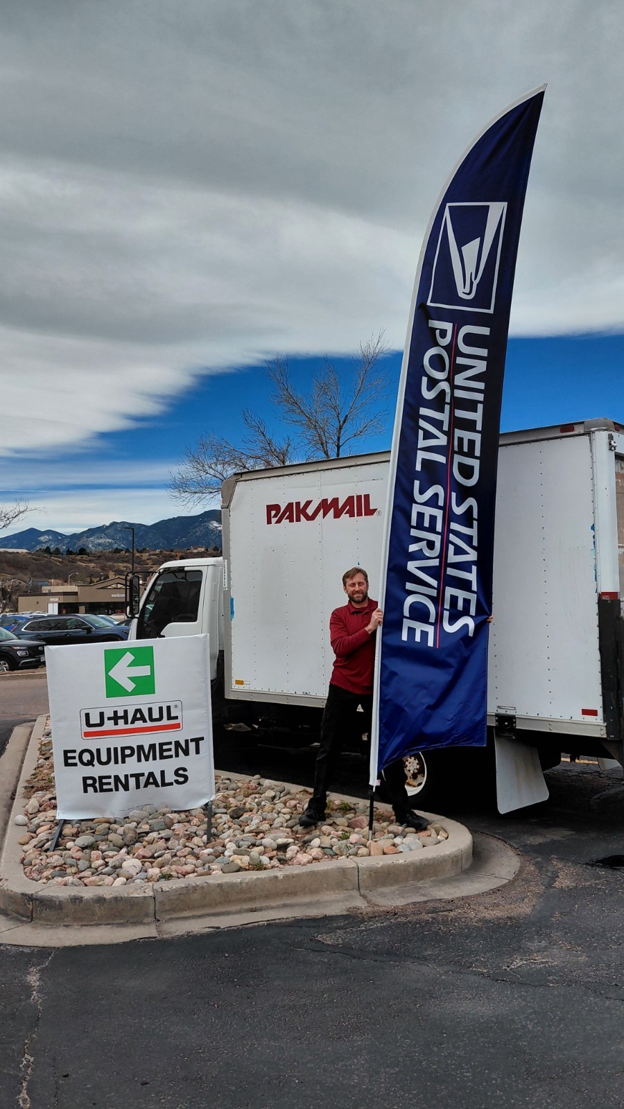 USPS double sided Feather banner 15 feet with heavy duty post office