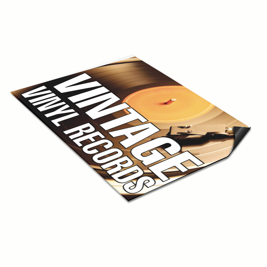 Car Magnet Set of 2 Vintage Vinyl Records Advertising Printing Industrial Sign