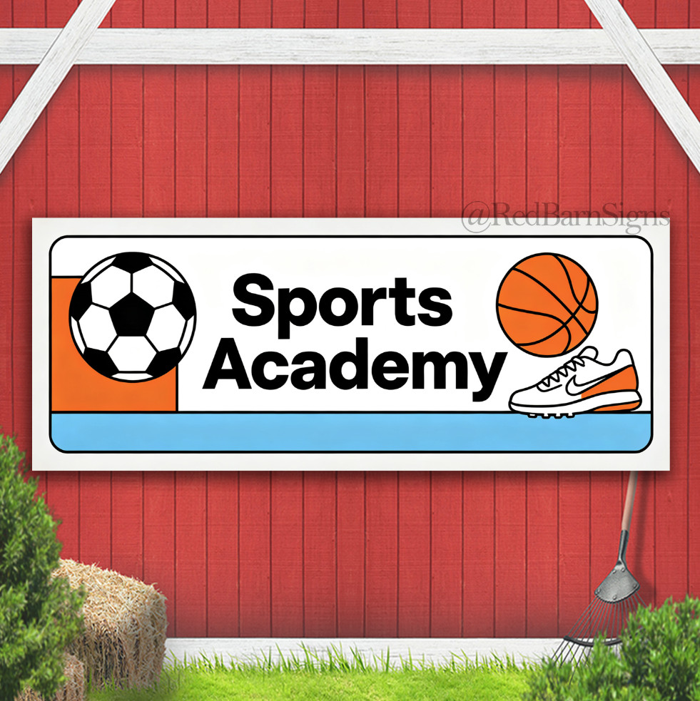 Sports Academy Indoor Outdoor Banner Sign with grommets