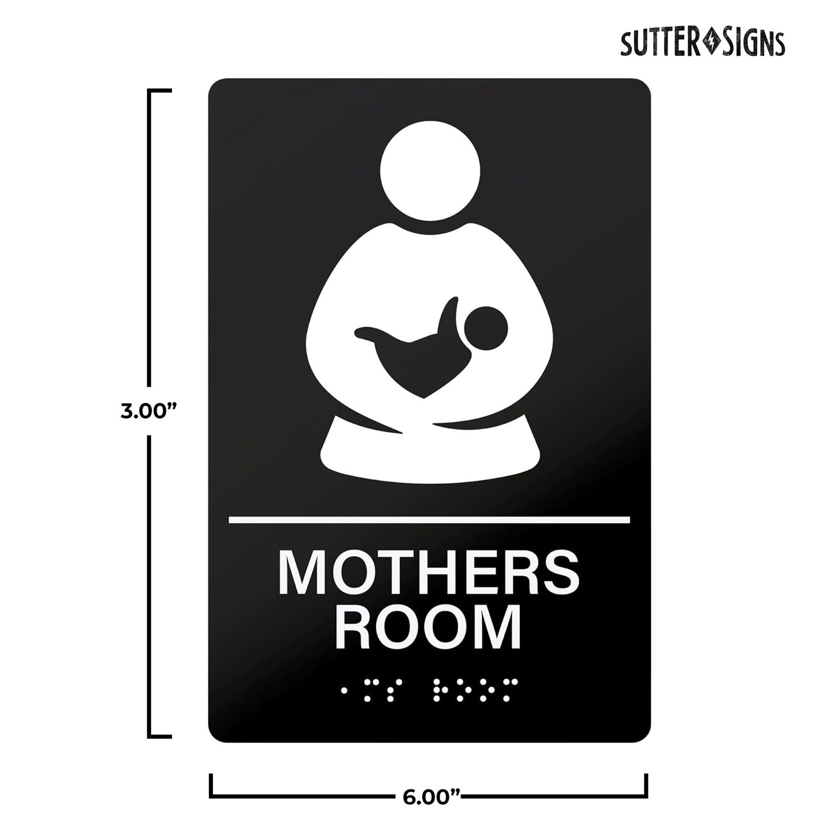 6×9 Inch Black White Mothers Room Sign Braille SelfAdhesive Nursing Lactation