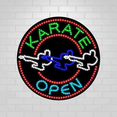 LED Open Karate Sign for Retail Business Displays | Light Up Sign | 26″H x 26″W