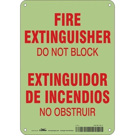 CONDOR 469Y21 Safety Sign, 10 in Height, 7 in Width, Polyethylene, Horizontal