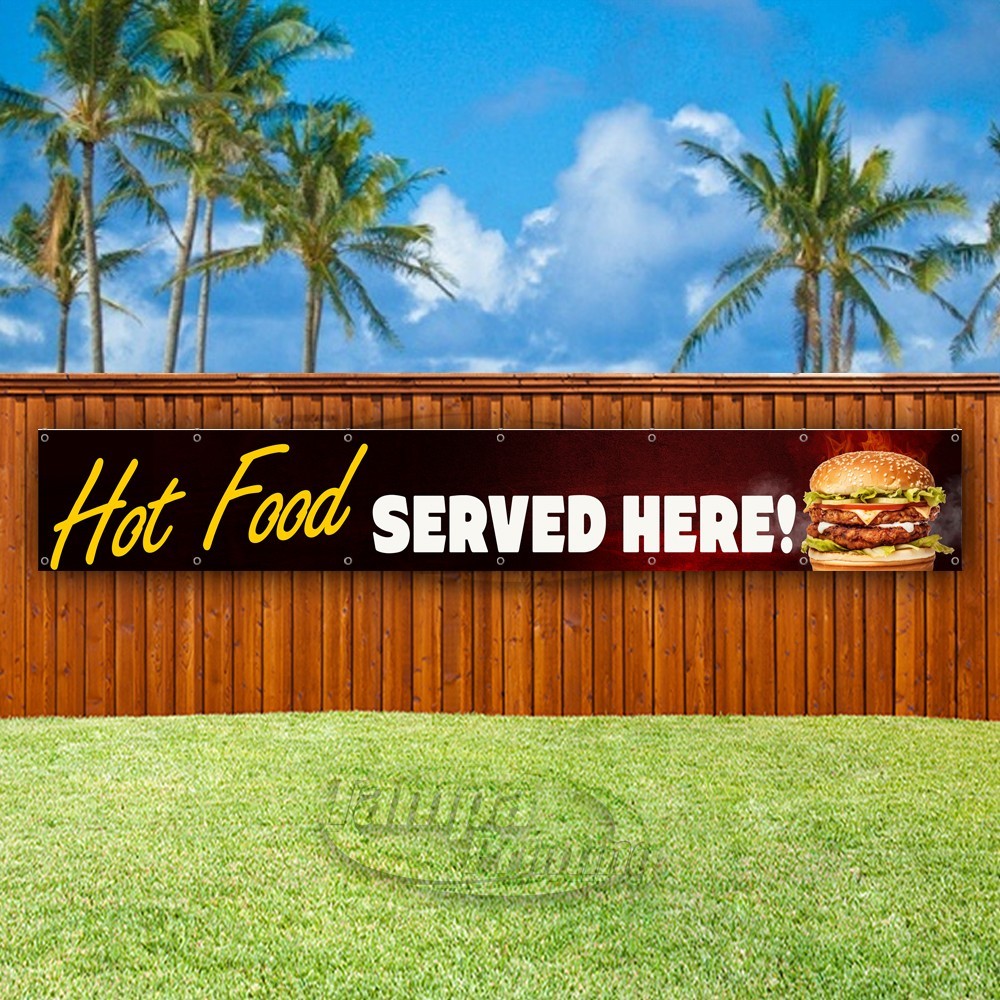 HOT FOOD SERVED HERE Advertising Restaurant Vinyl Banner Flag Sign USA XL02125