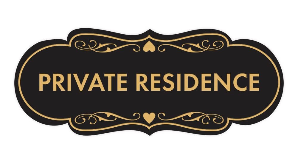 1 PCS Designer Private Residence Sign Black Gold Medium Home Security Plaque