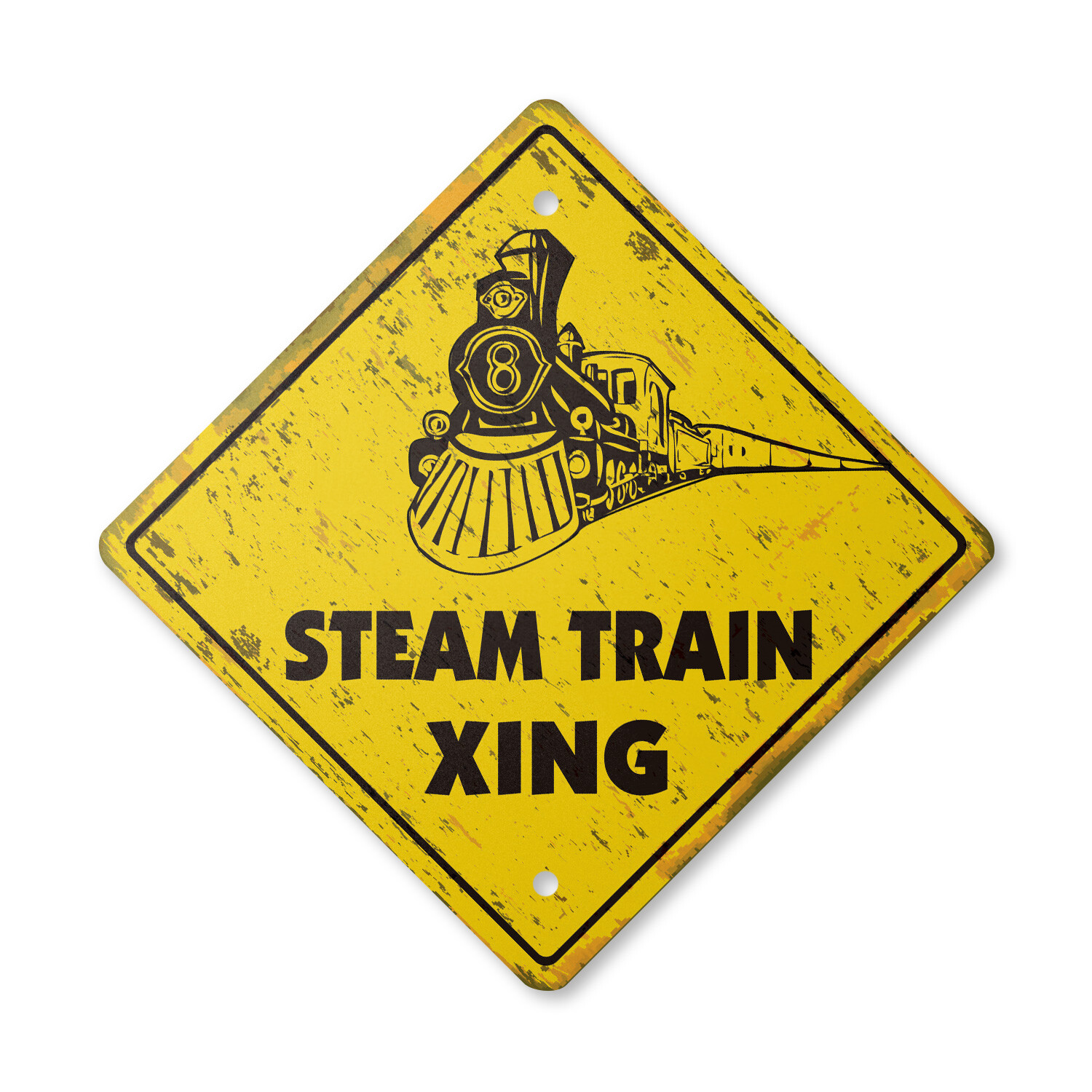 Steam Train Vintage Crossing Sign Xing Plastic Rustic Tall lover model RR railro
