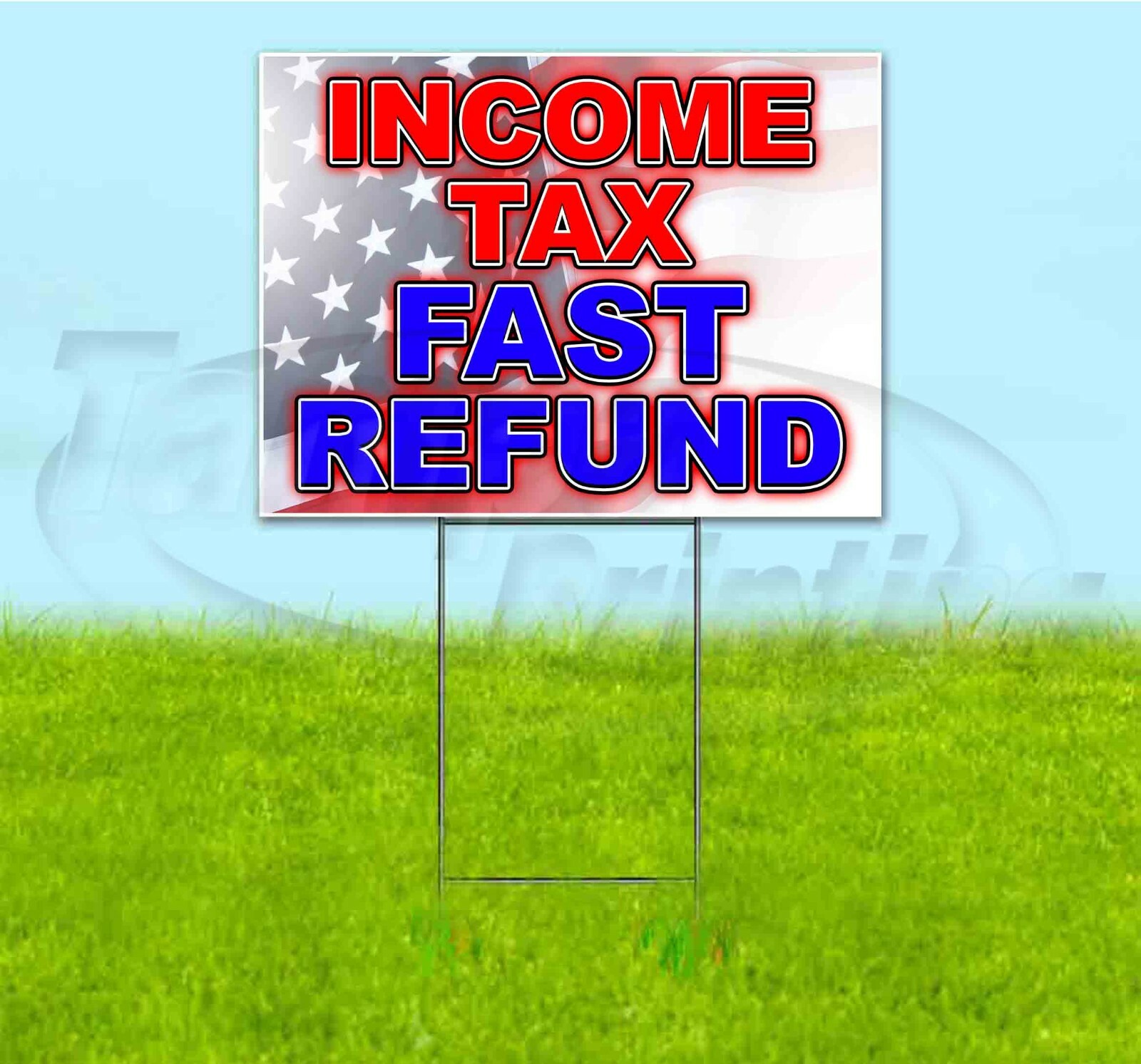 INCOME TAX FAST REFUND 18×24 Yard Sign WITH STAKE Corrugated Bandit USA SERVICE