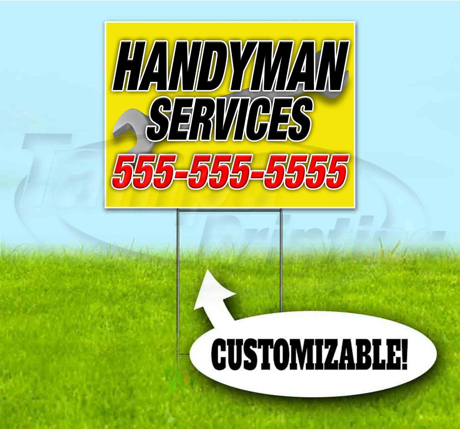 HANDYMAN SERVICES CUSTOM PHONE 18×24 Yard Sign WITH STAKE Corrugated Bandit USA