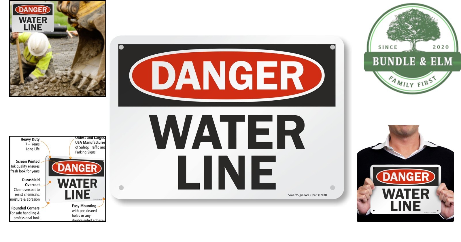 Portrait Orientation 7″ x 10″ Water Line Sign, Heavy-Duty Aluminum Construction