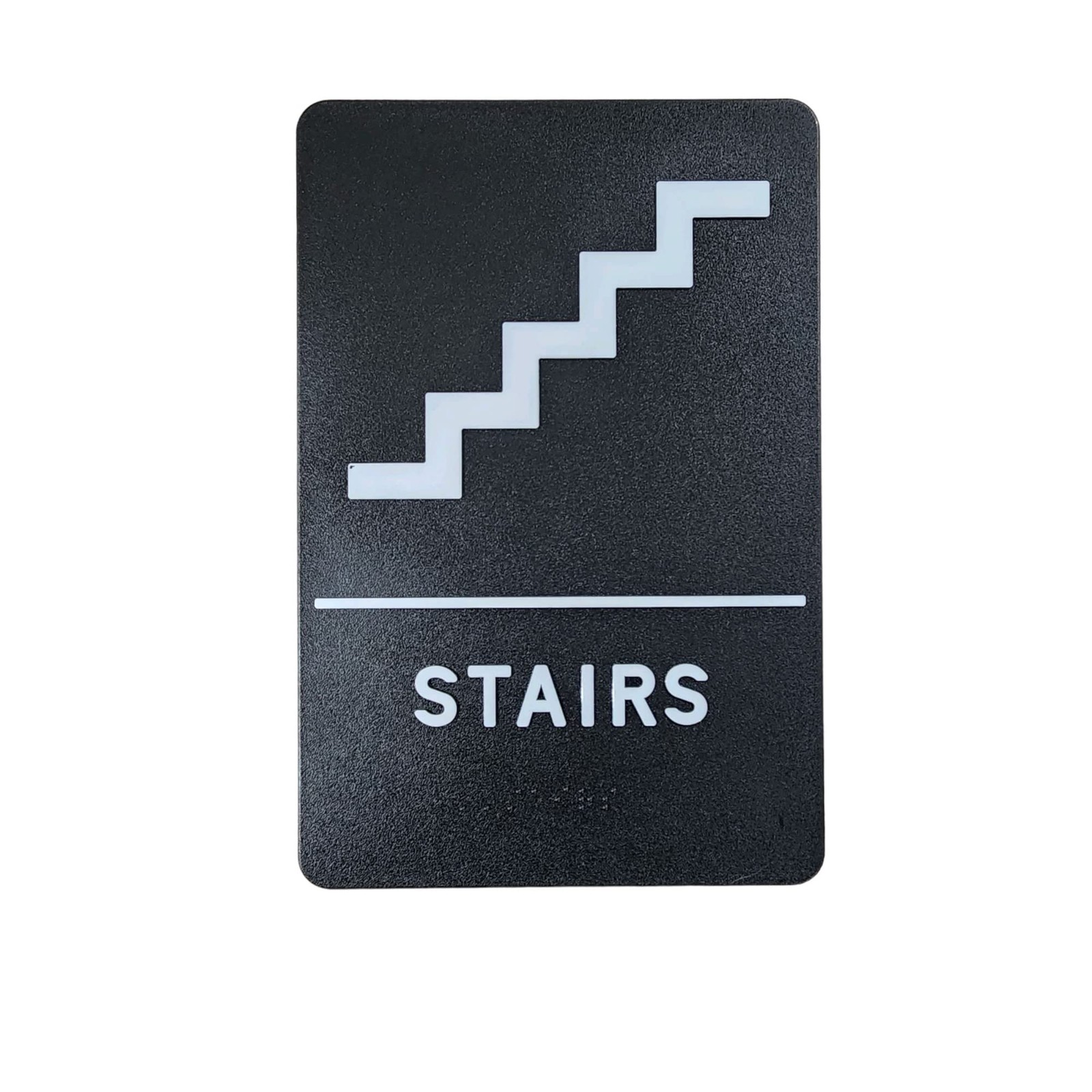 6×9 White on Black ADA Braille Stair Sign Compliant Modern Design for Door