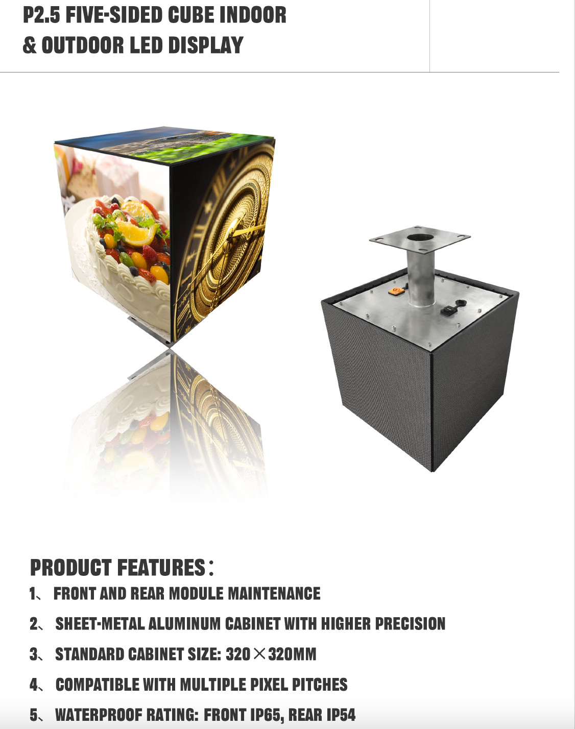 3D LED Cube Display 320mm RGB Hologram Box Indoor Advertising Screen WiFi APP Co