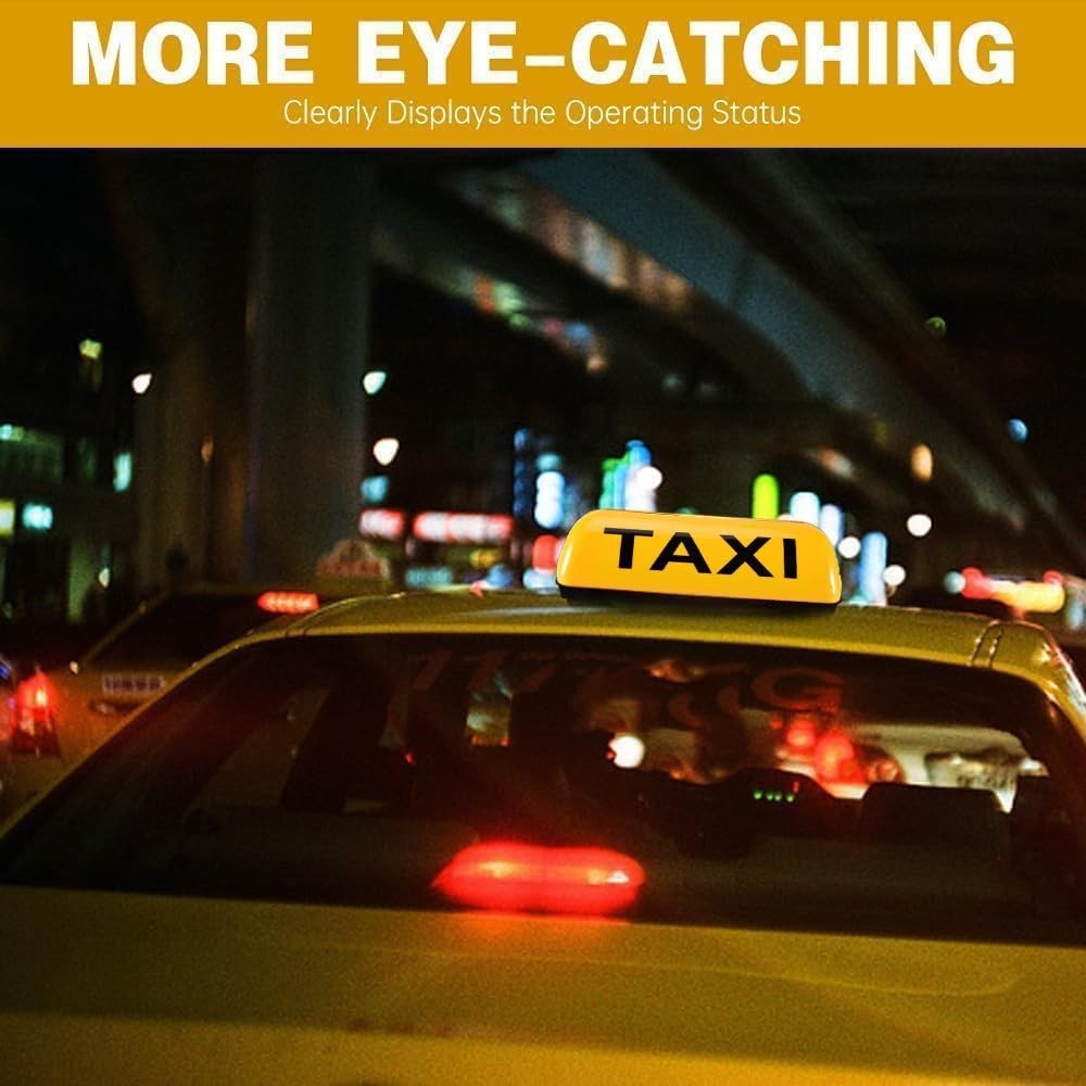 Rechargeable Taxi Roof LED Sign – Magnetic Cab Light with USB Type C – 120 km/h