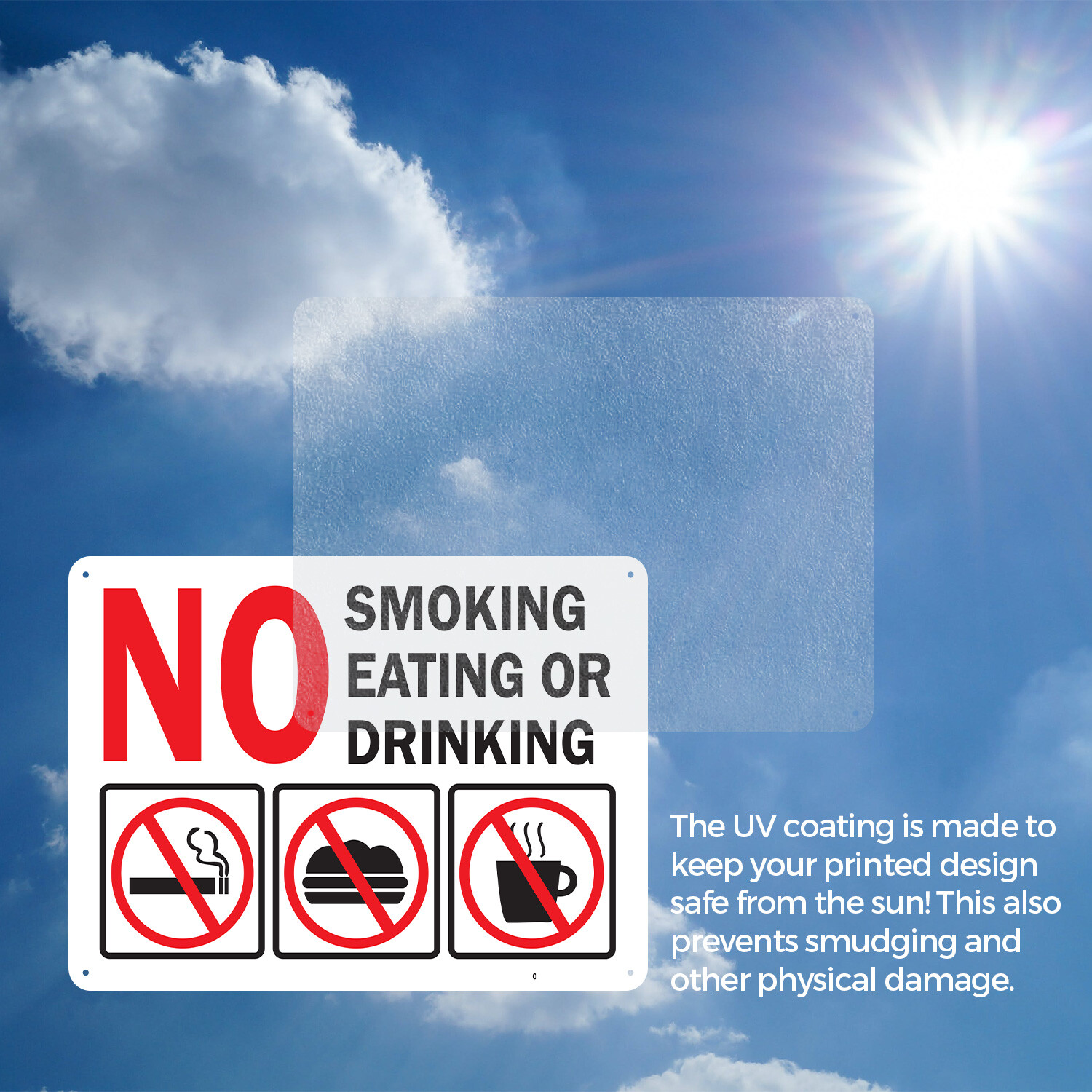 (2 Pack) No Smoking Eating or Drinking with Graphic OSHA ANSI Sign Decal Metal