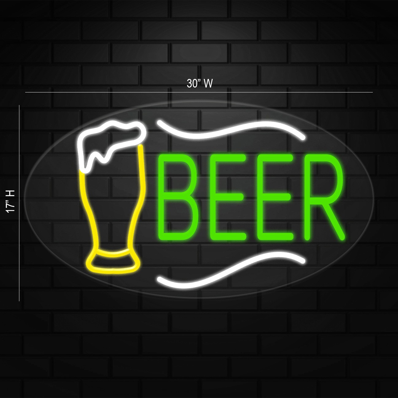 Beer Sign for Business Displays | LED Flex Neon | 30″W x 17″H x 1″D