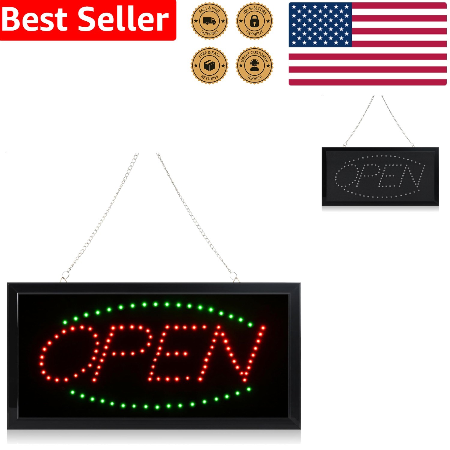 Animated Light Up Store Window Display Green Red