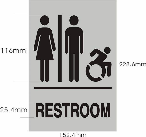 Unisex Restroom – Sign. 6″x9″ Sign -(Aluminium, Brush Silver,Size 6×9)-ref0420