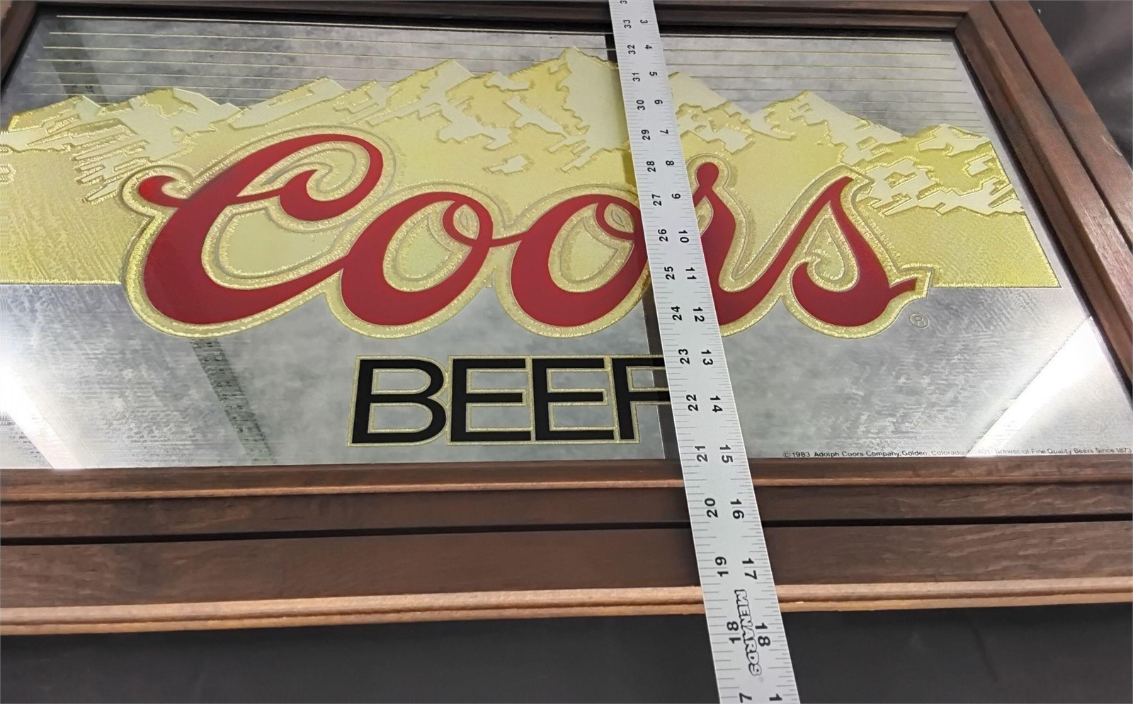 Coors Beer Mirror Sign Wood Frame 27×17 vintage