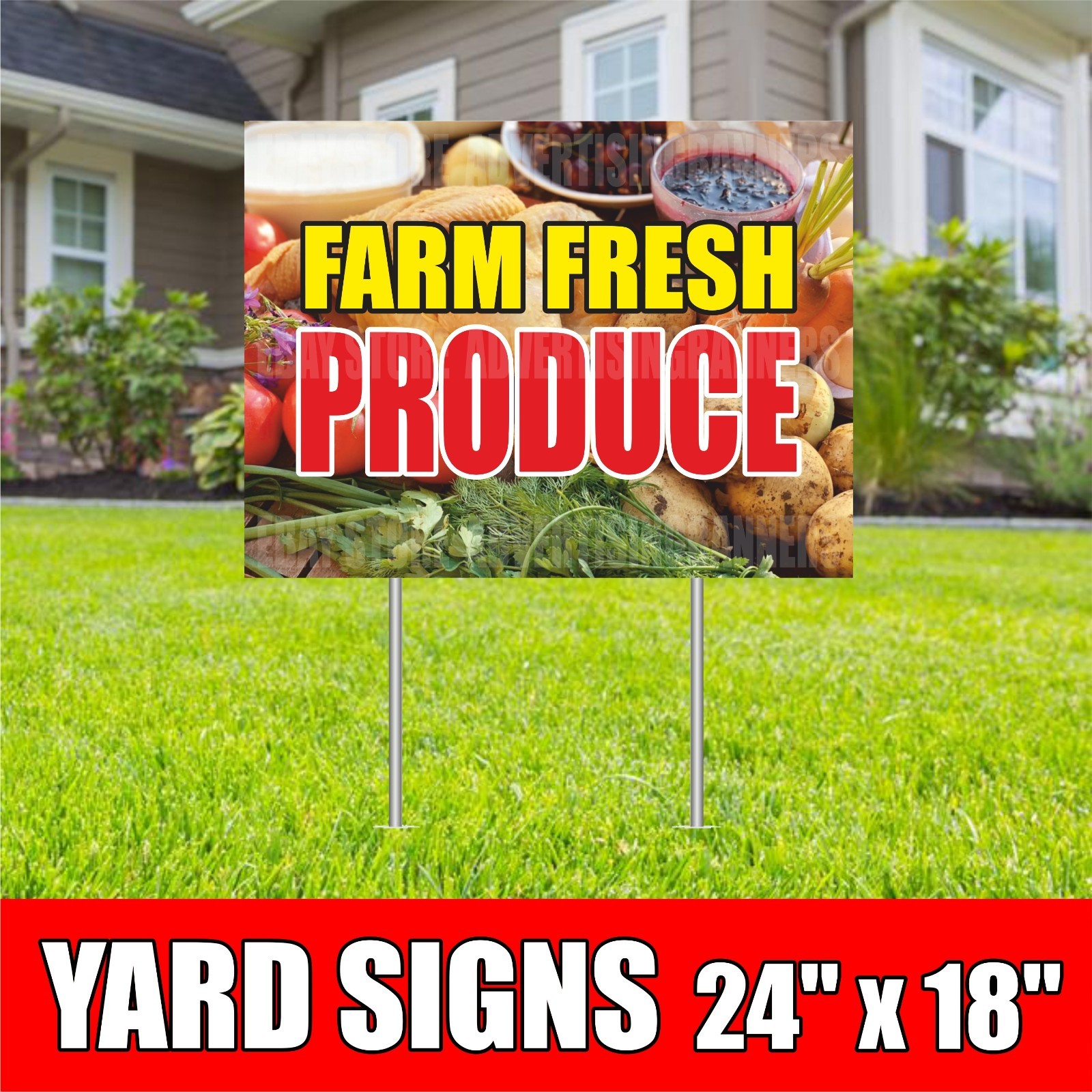 FARM FRESH PRODUCE Yard Sign with H-Stakes Farm Market Retail Store Farmer
