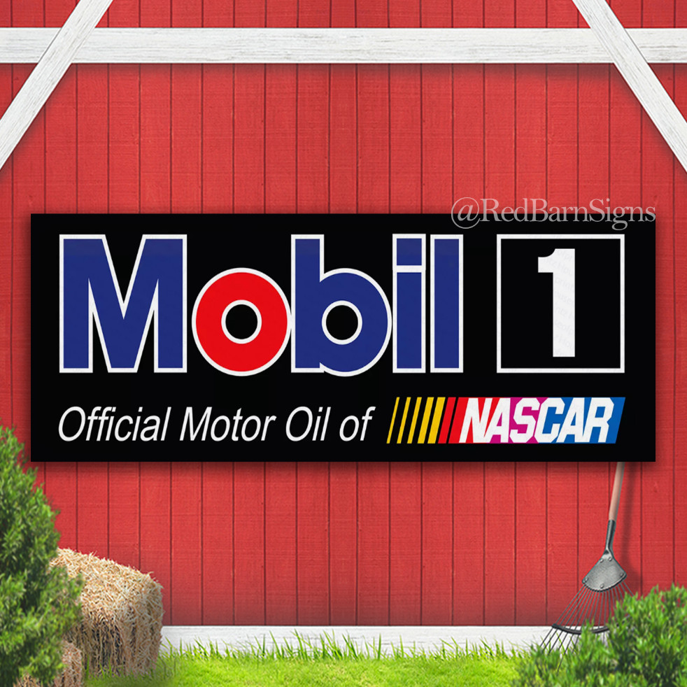 Mobil 1 Nascar Motor Oil Garage Workshop Banner PVC Outdoor Sign Motorsport