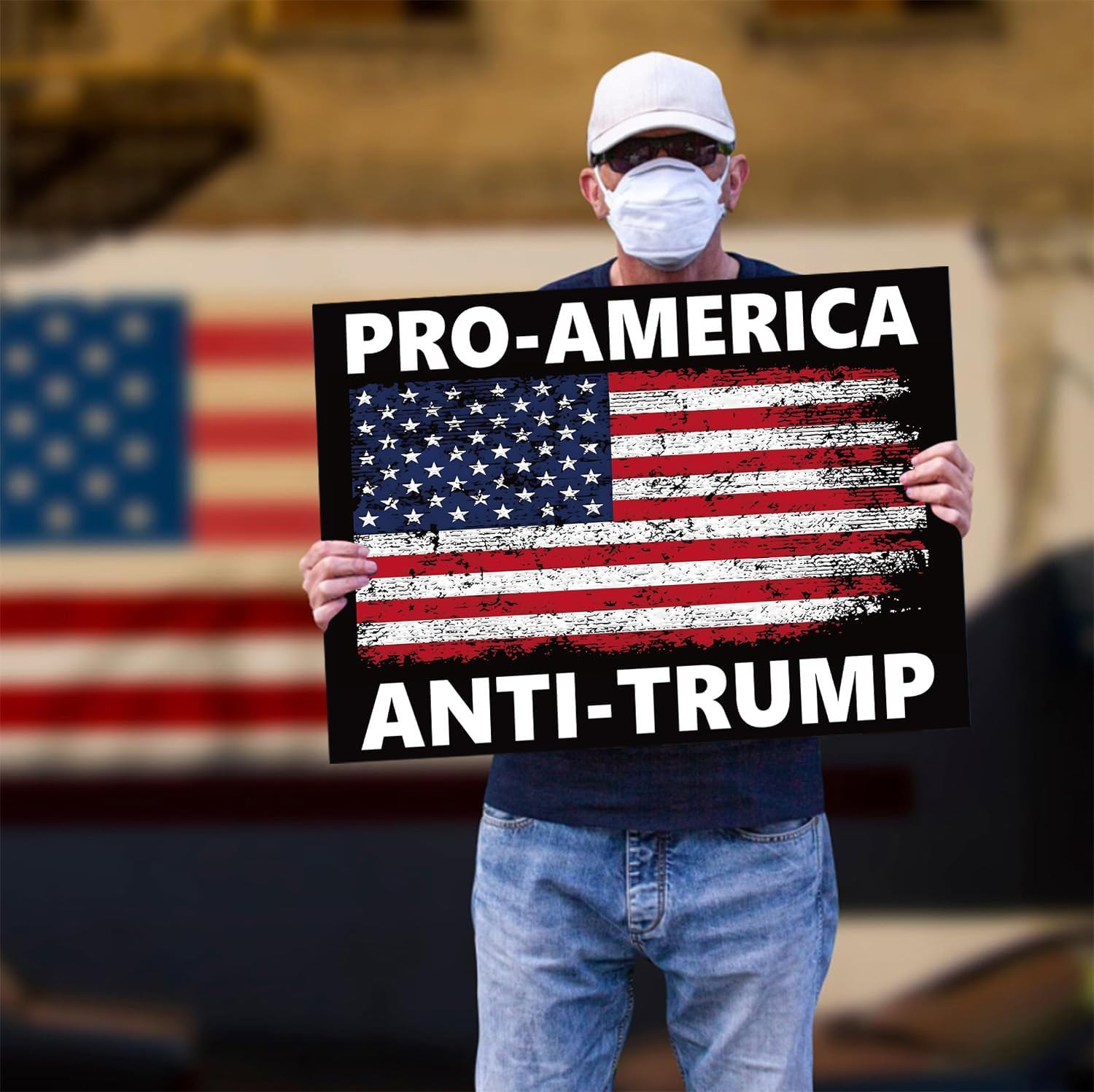 Pro America Anti Trump Yard Sign Double Sided Corrugated Plastic Outdoor Lawn Ga
