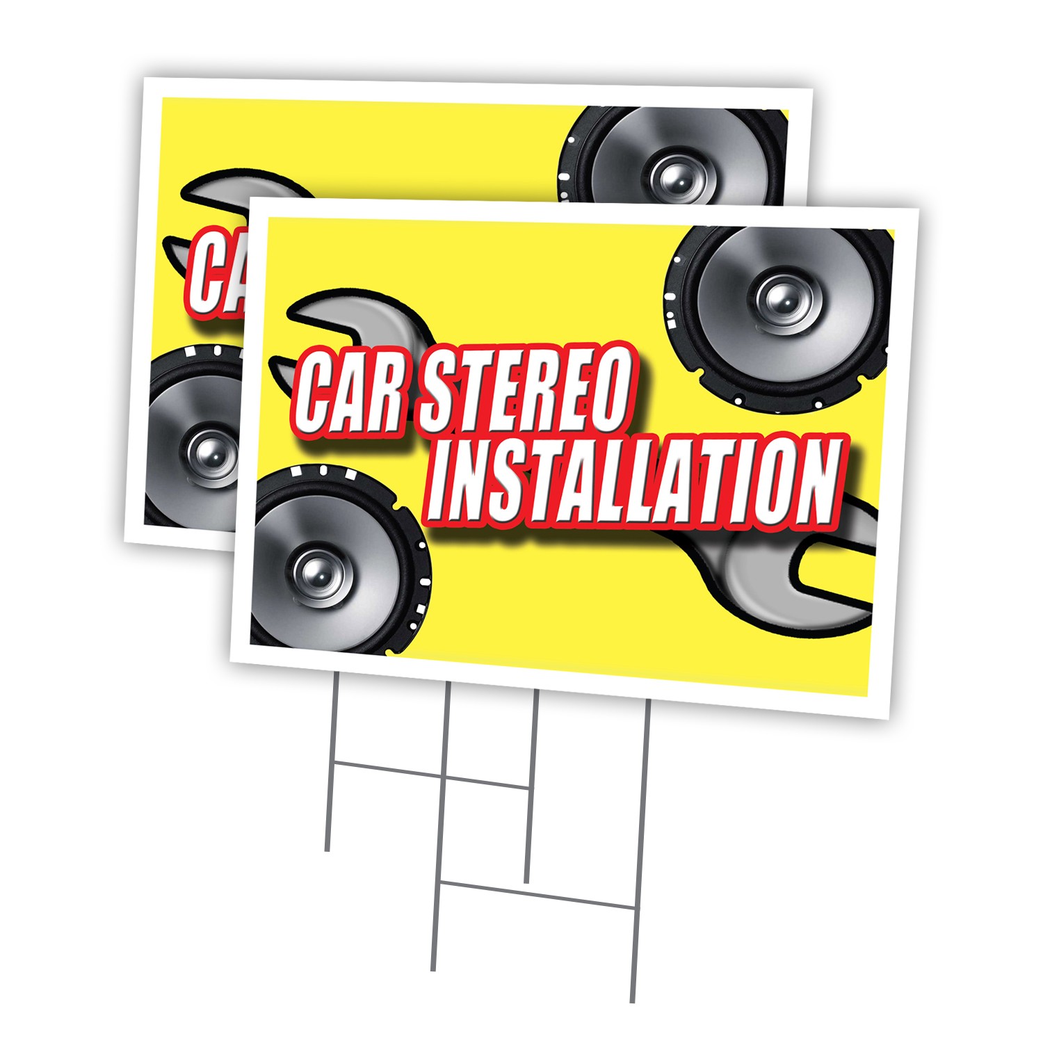 Car Stereo Installation Multi-Pack of Yard Signs & Stake plastic coroplast windo