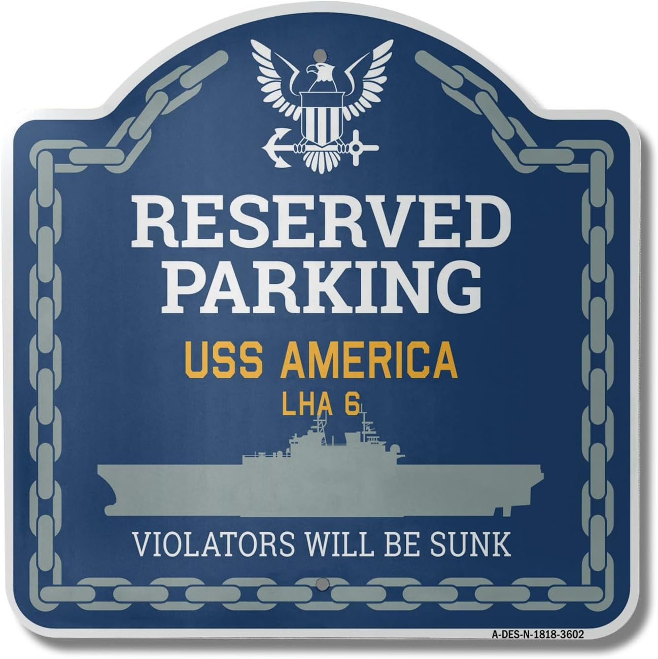 USS America LHA 6 | 18″ X 18″ Heavy-Gauge Aluminum Architectural Sign | Designe