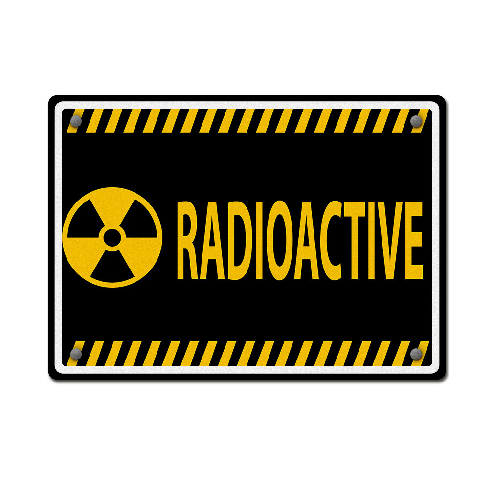 Horizontal Metal Sign Radioactive Black and Yellow Stripes Biohazard