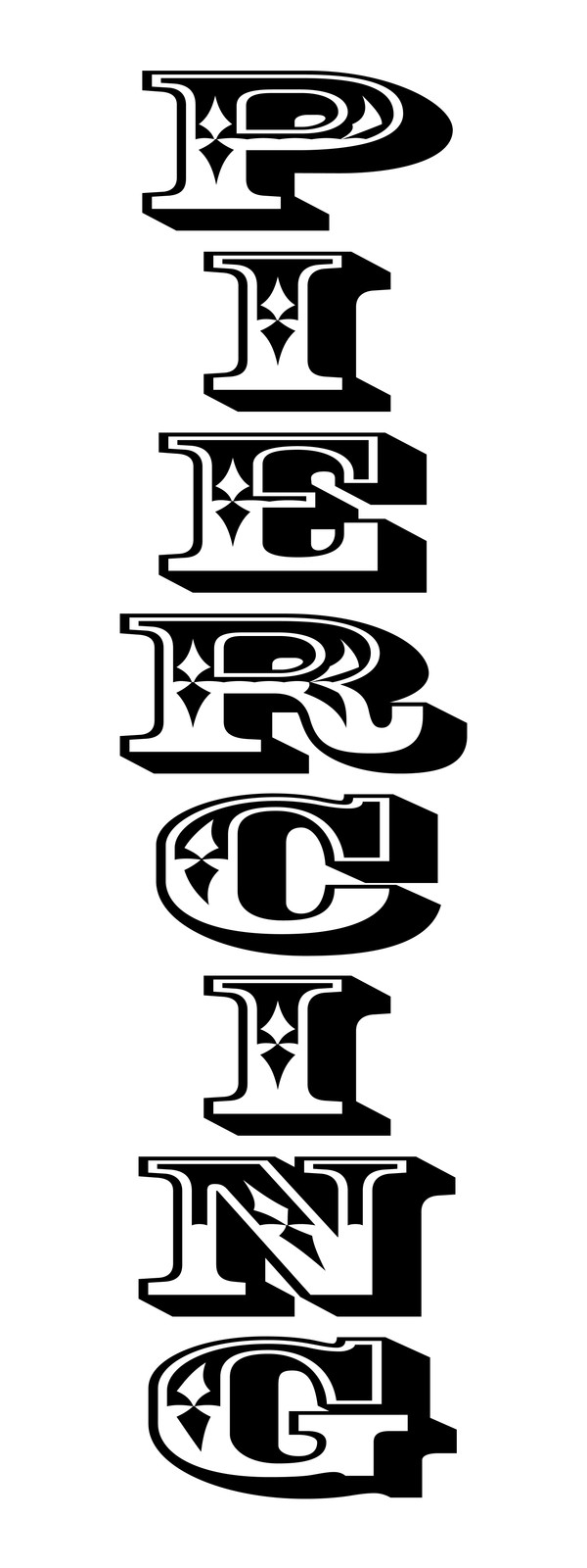 PIERCING VERTICAL DECAL sticker body art tattoo parlor pierce jewelry