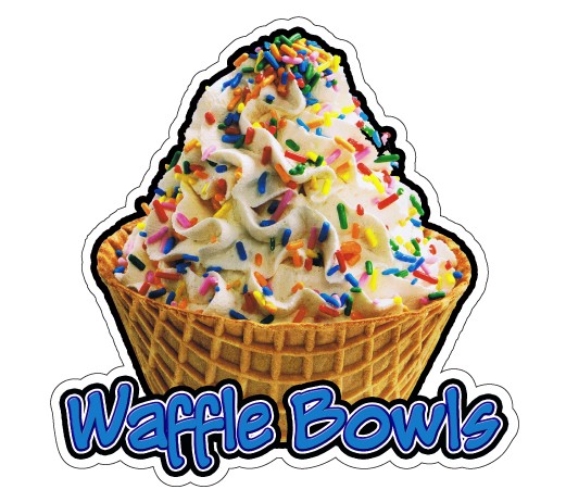 WAFFLE BOWLS Concession Decal soft serve ice cream cart trailer sticker