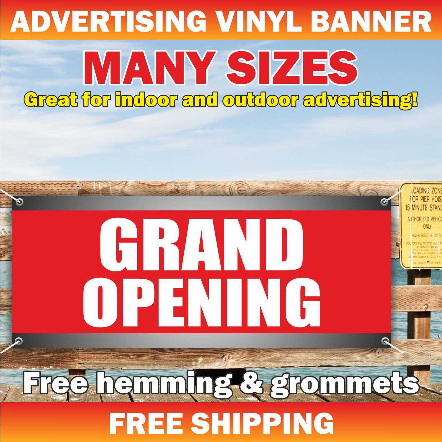 GRAND OPENING Advertising Banner Vinyl Mesh Sign welcome now open open 24 hours