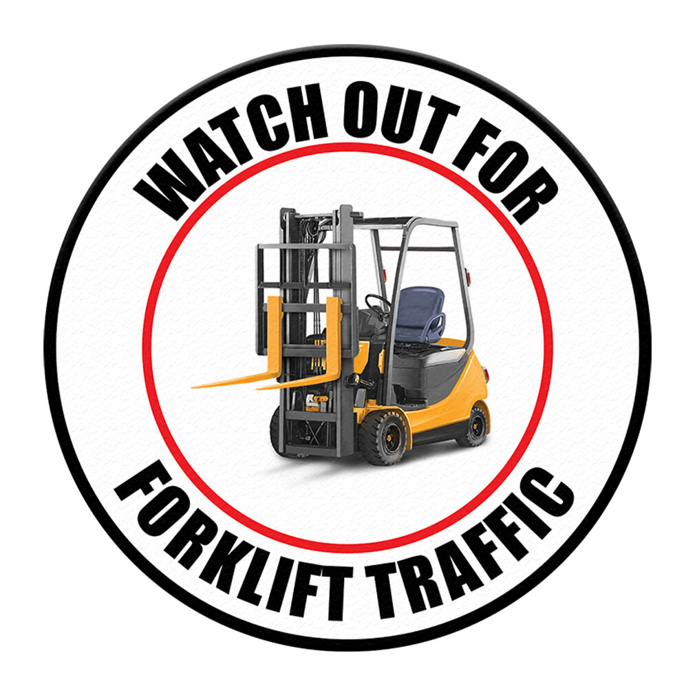 Floor Decals Watch out for Forklift Traffic White Anti-Slip Round Shape Business