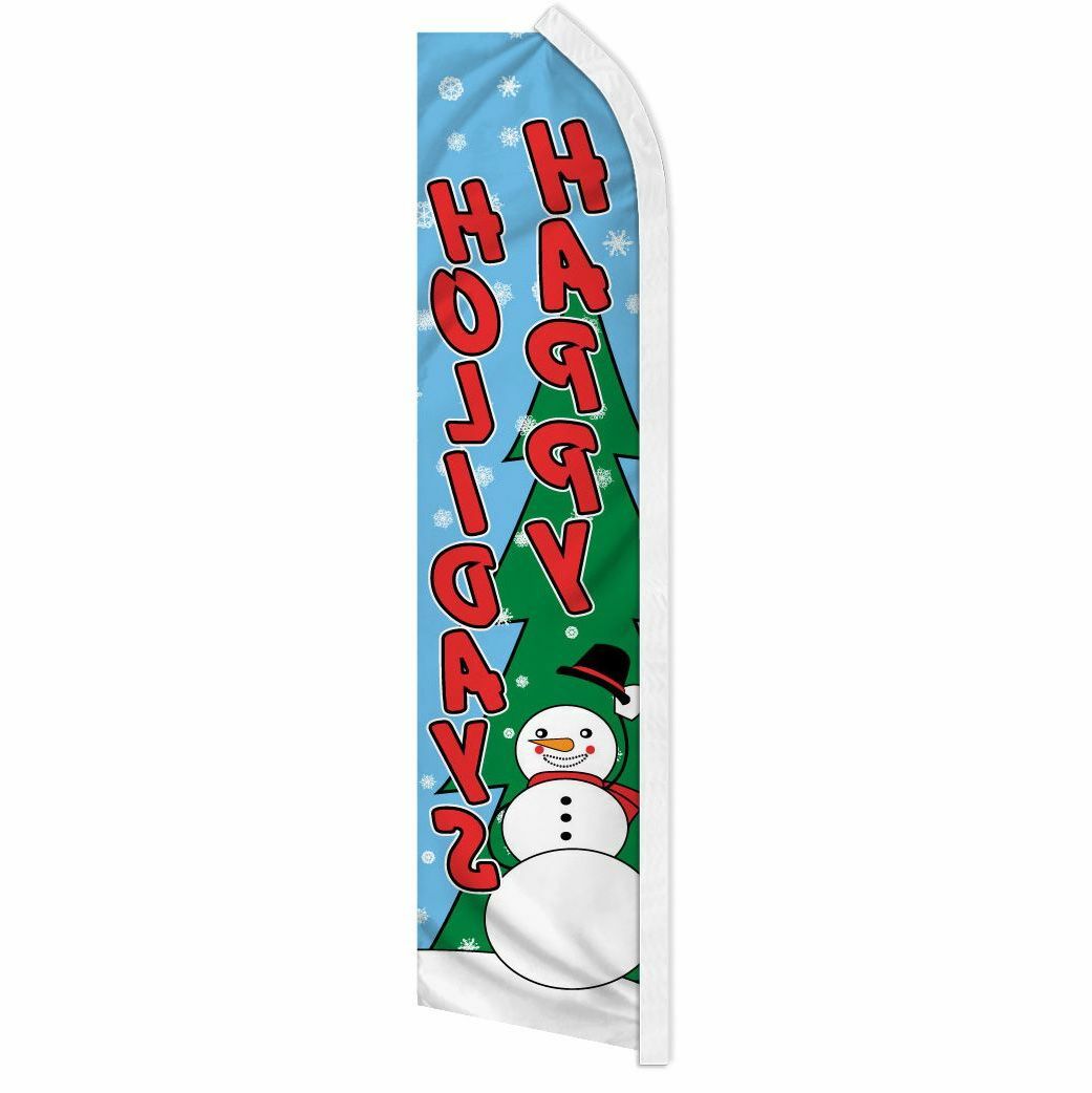 “HAPPY HOLIDAYS” advertising super flag swooper banner business sign Christmas
