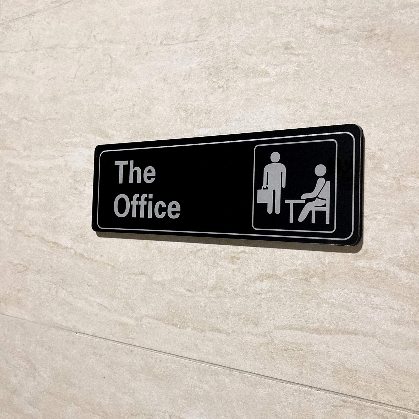 The Office Sign Self-Adhesive Acrylic Sign for Door or Wall 9 X 3 Inch Name Plat