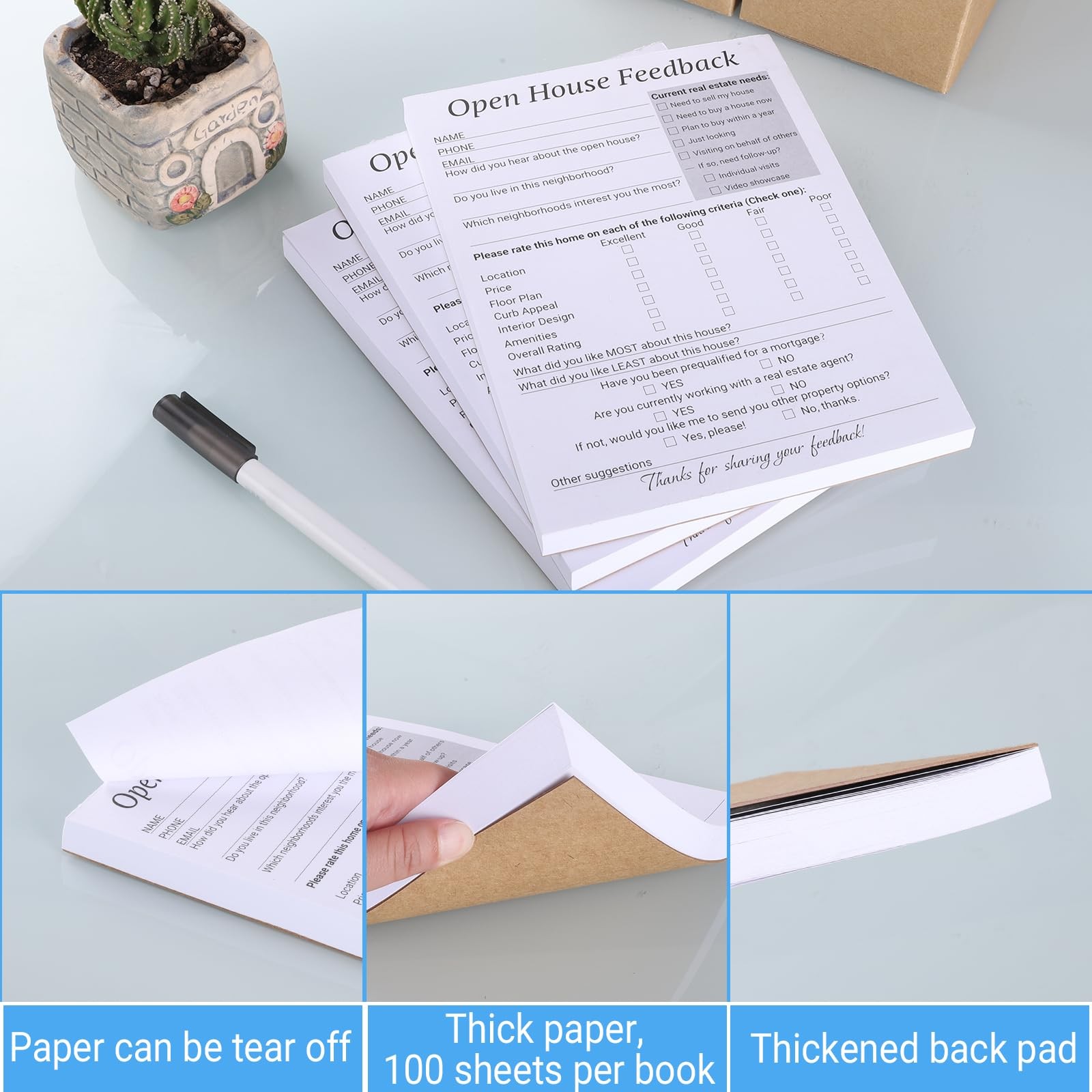 suituts 300 Pcs Open House Feedback Notepad Open House Supplies for Realtors …