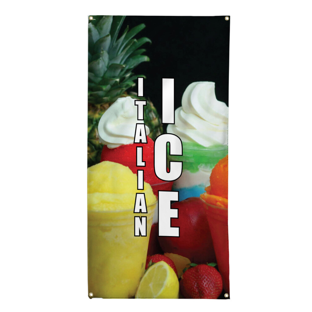 Vertical Vinyl Banner Multiple Sizes Italian Ice Food and Drink Outdoor