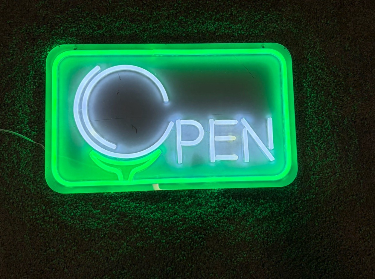 Green and White LED Illuminated Hanging Open Sign for Business Hours/Status
