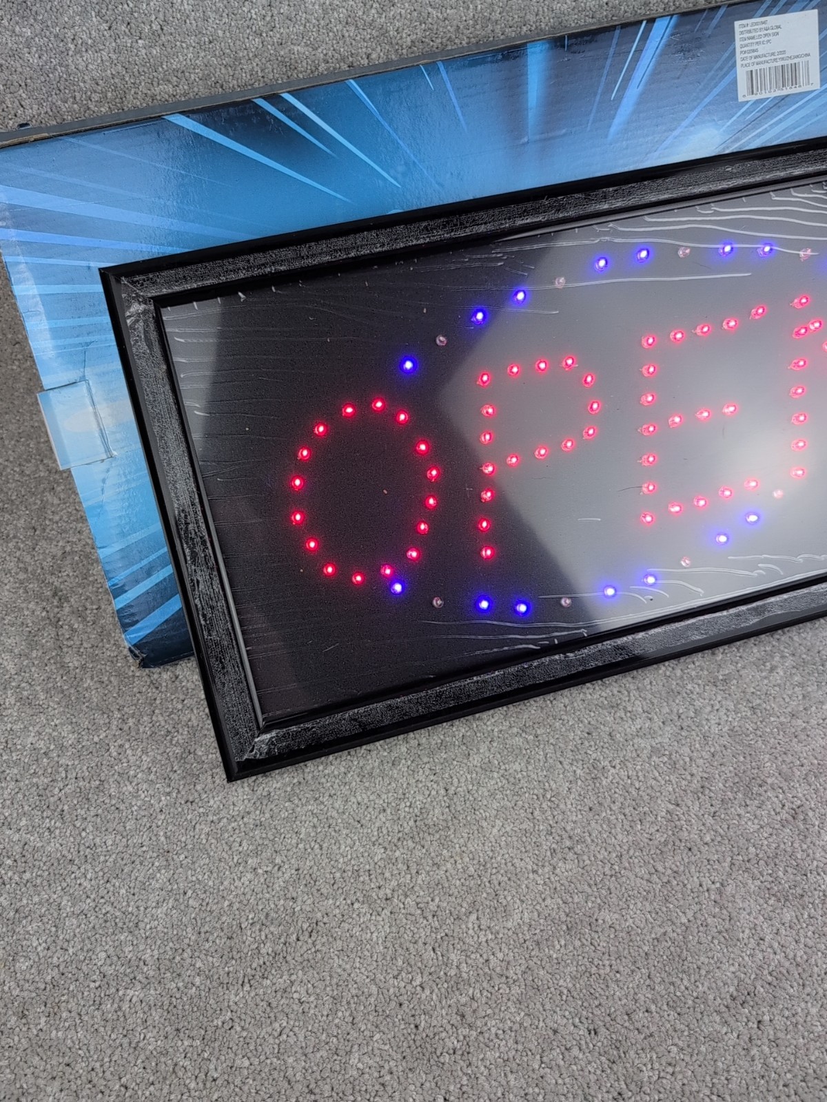 OPEN LED Bright Animated Neon Light Open Sign Running Blue Red