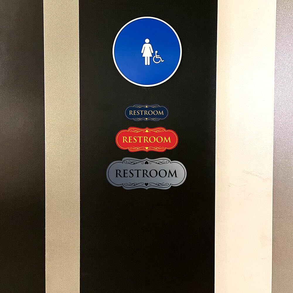 Designer Restroom Wall or Door Sign – Bathroom Signage | Durable Plastic and …