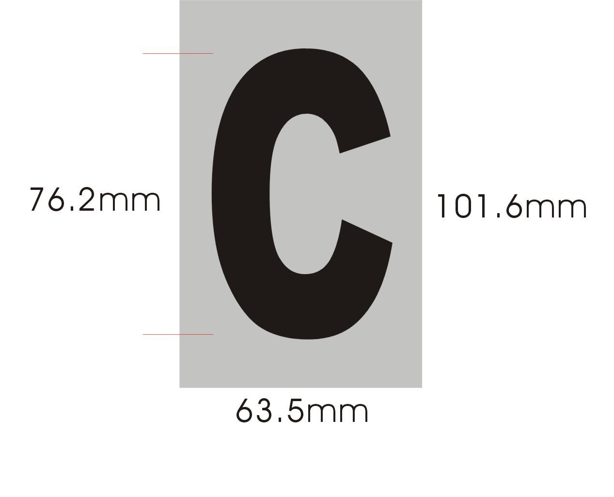 Apartment Number Sign – Letter C Brush Aluminium, Size 2.5X4)….REF24-1027