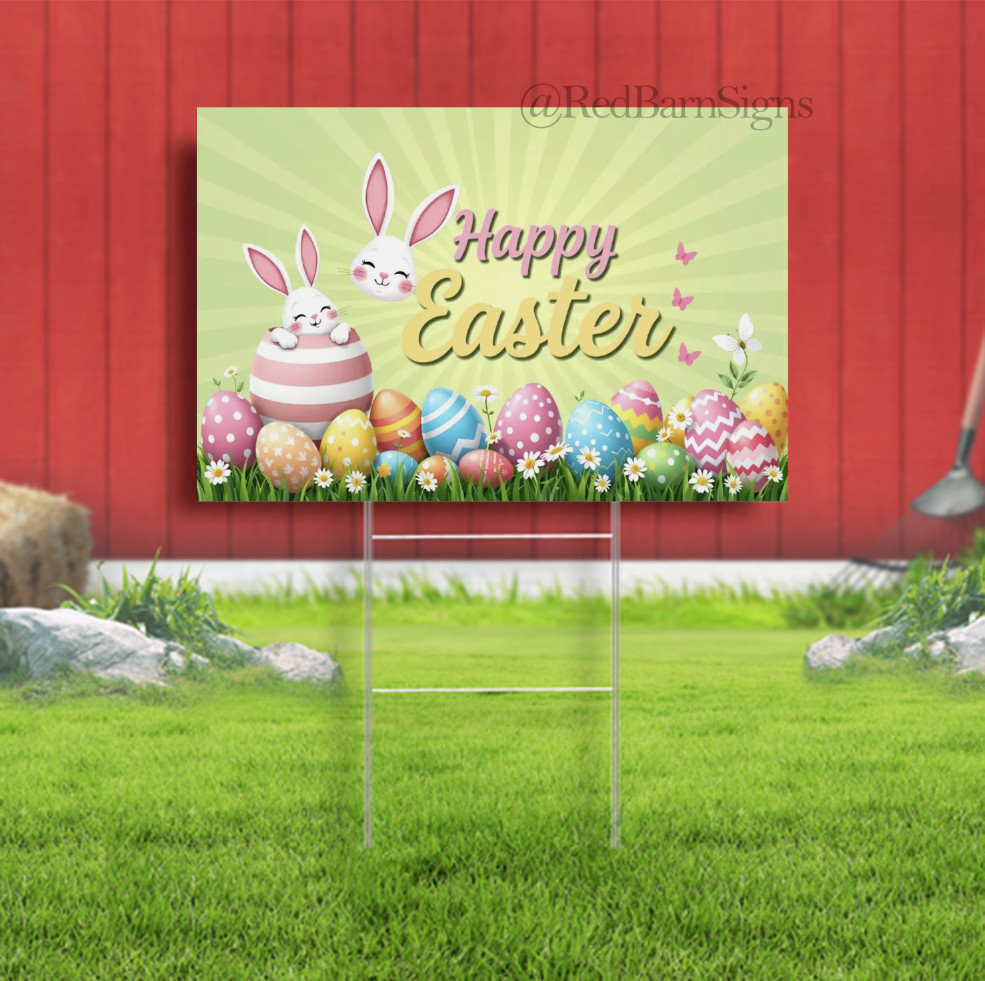 Easter Spring Rabbit eggs indoor outdoor yard sign
