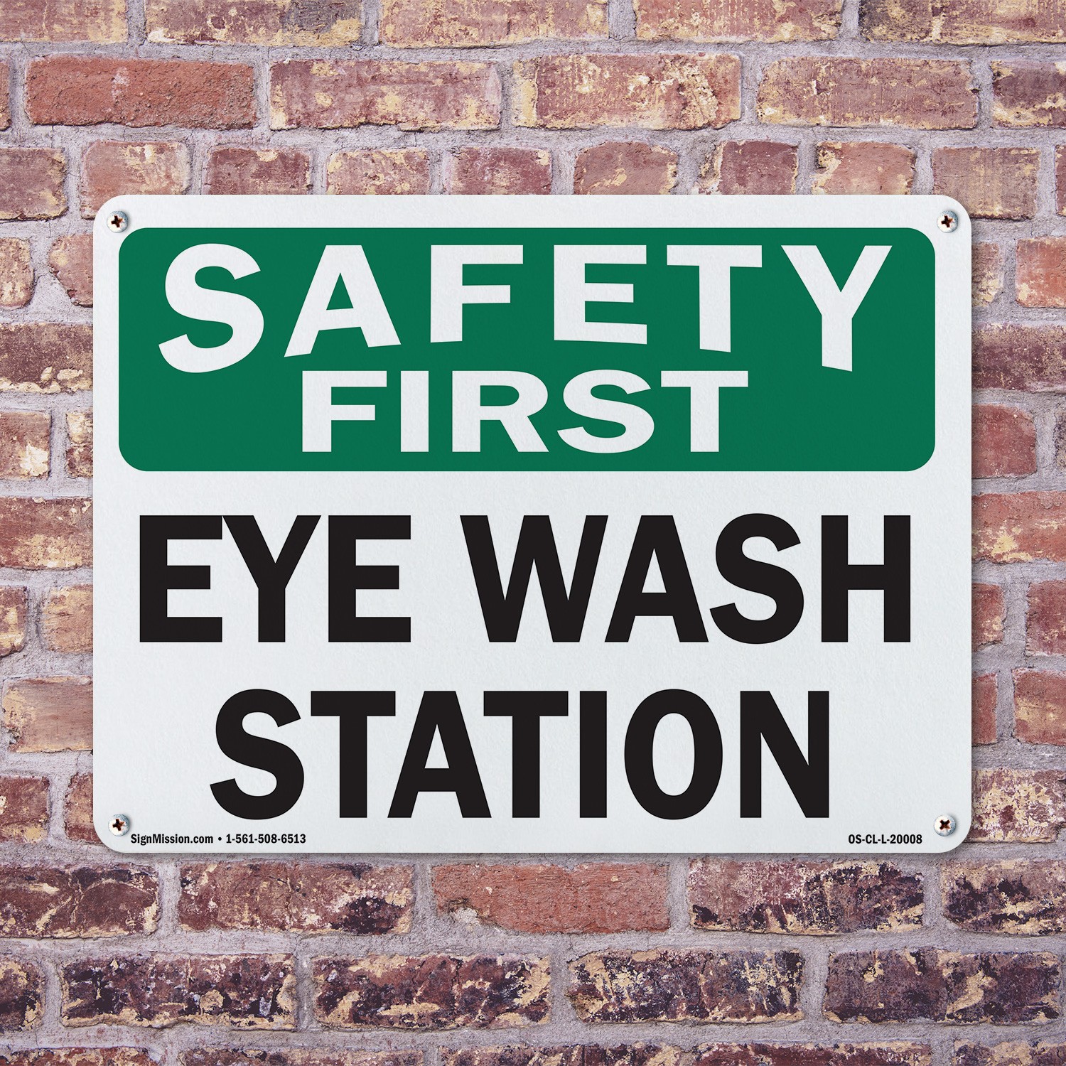 Eye Wash Station OSHA Safety First Sign Metal, Plastic, Or Decal – 5 or 10 Pack