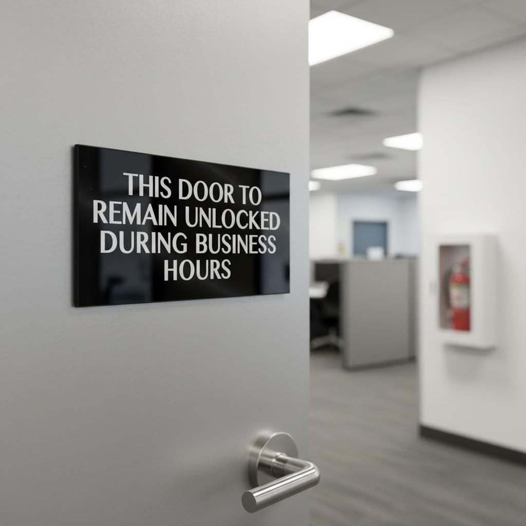 Premium Acrylic This Door to Remain Unlocked During Business Hours Sign, Made…