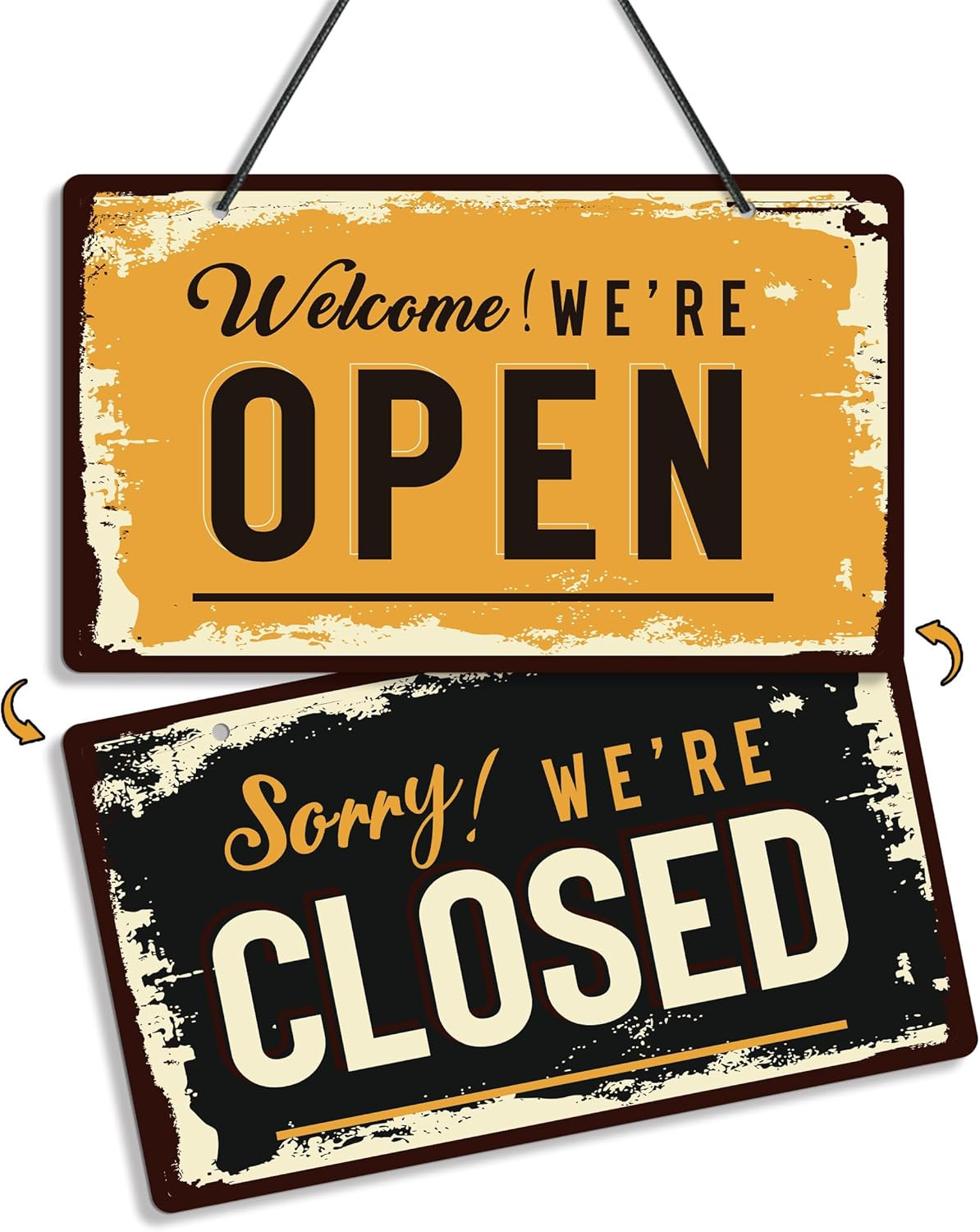 Open Closed Signs for Business, 10×5.9 Waterproof Double Sided PVC Come In or Cl