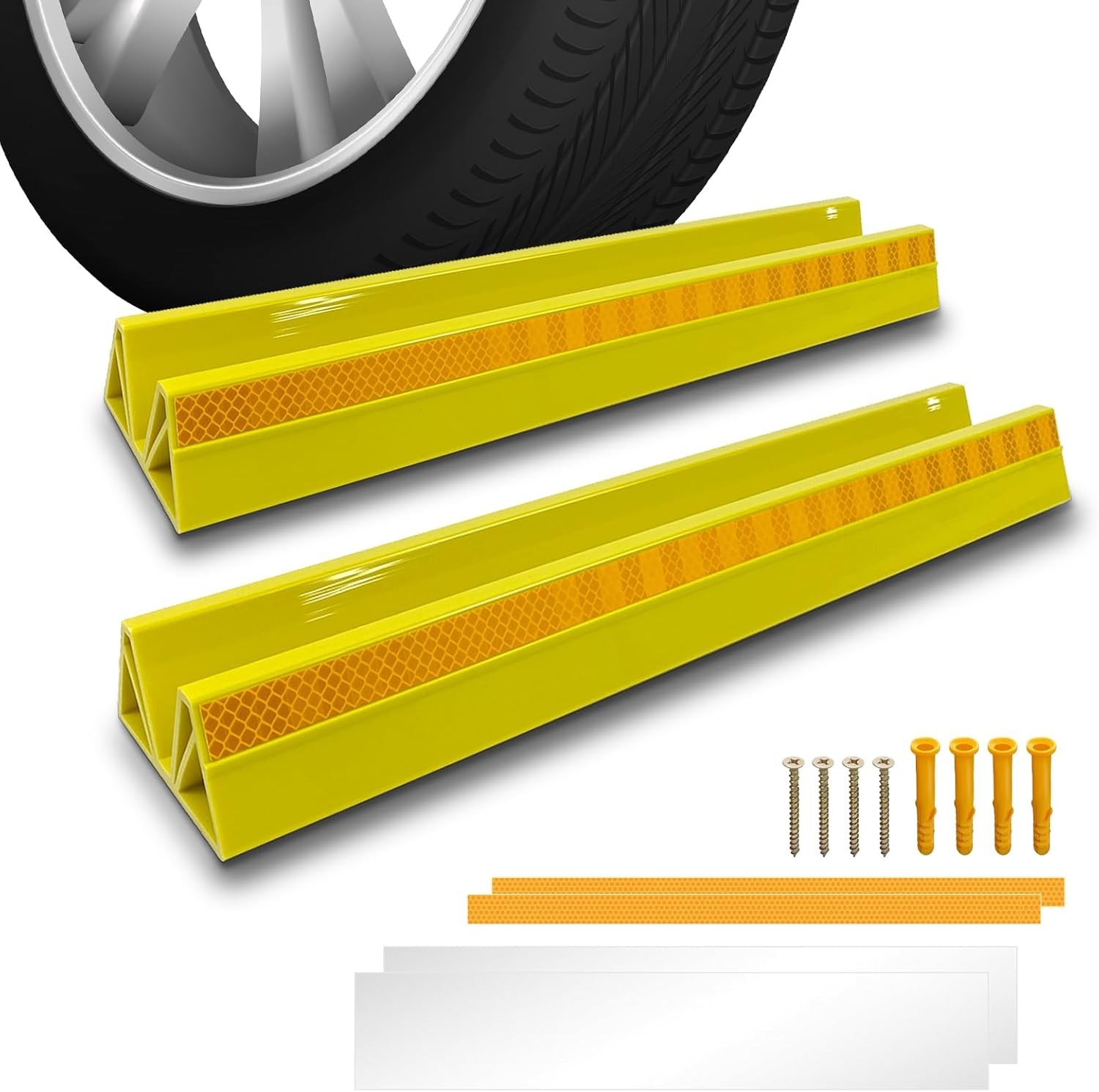 2 Pcs 18” Parking Car Wheel Stopper for 2pc-17.5'' Yellow, Yellow
