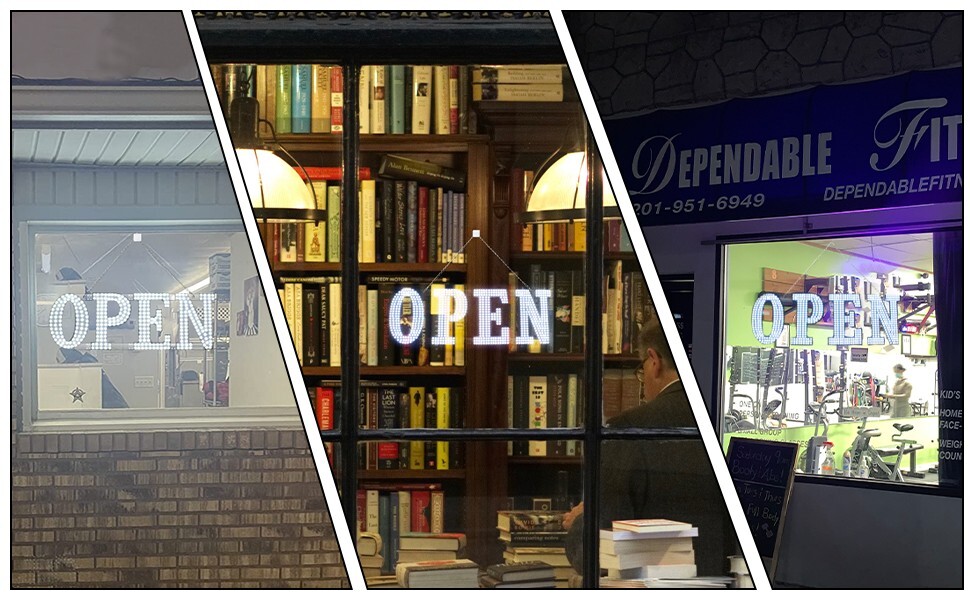 Super Bright 30″x10″ Large LED Open Sign for Business with Hanging Installation