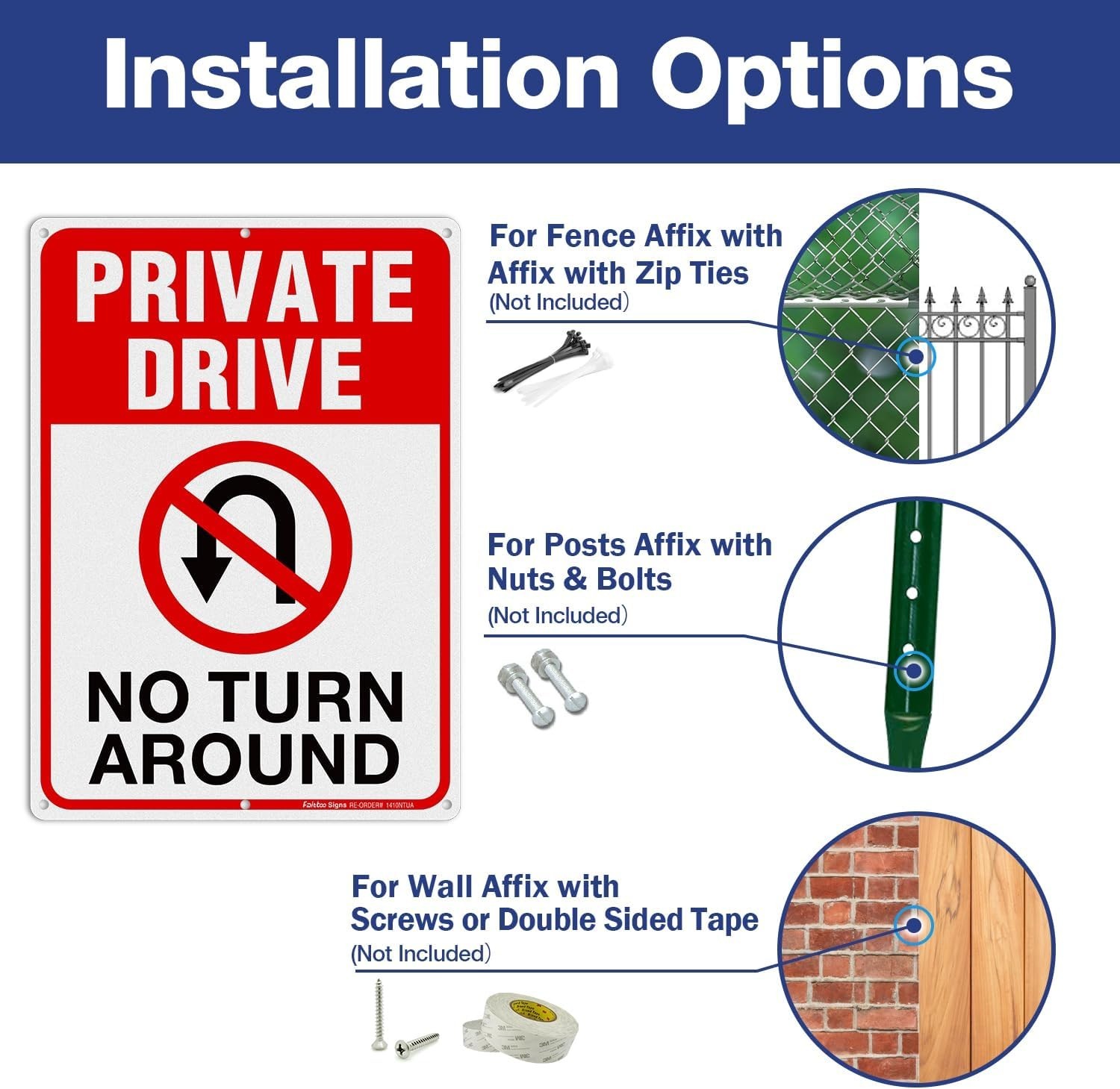 Private Drive Sign, No Turn Around Sign, Driveway Signs No Turnaround,14×10 I…